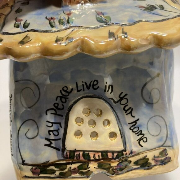 Vintage Blue Sky 2001 Heather Goldmine ‘Peace’ Cottage Tea-light Candleholder - Picture 7 of 12